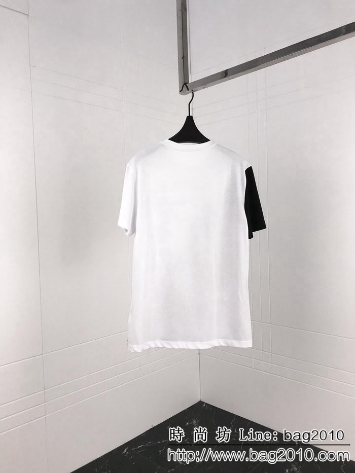 Versace範思哲 19ss早春新款 黑白拼色印花短袖 數碼直噴工藝 定制面料 高版本男女同款 ydi2283